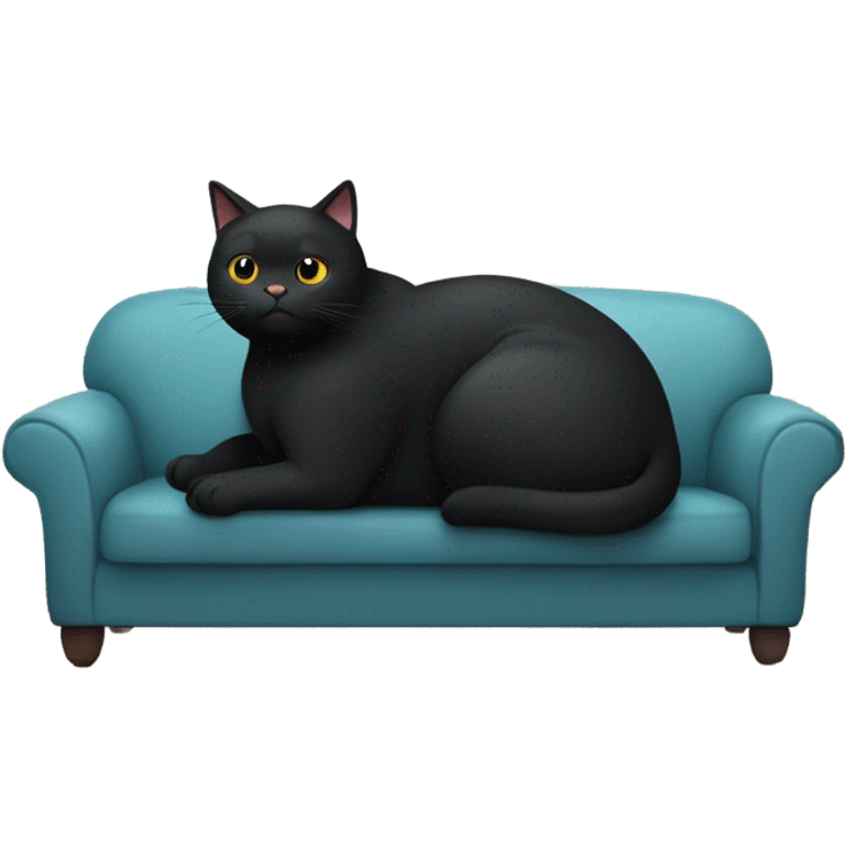 Very very very fat black cat sitting on a sofa emoji