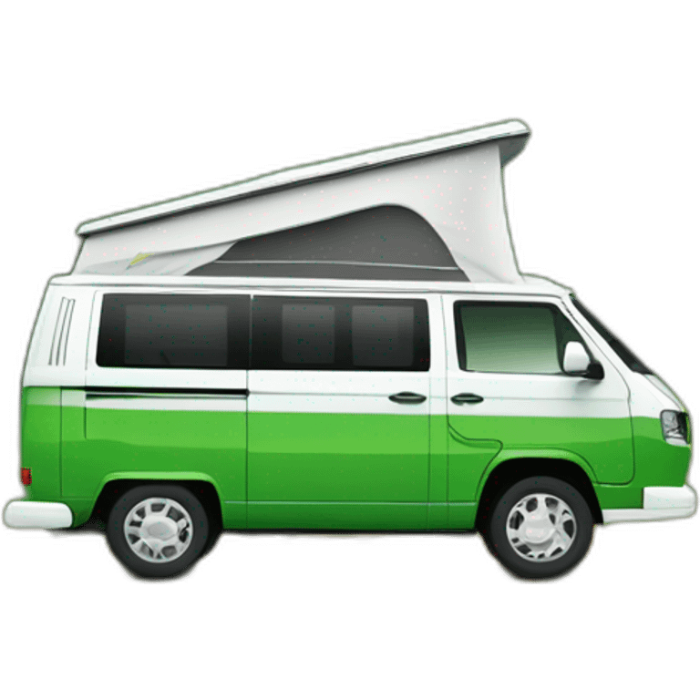 VW T5 California camping bus bicolor green white emoji