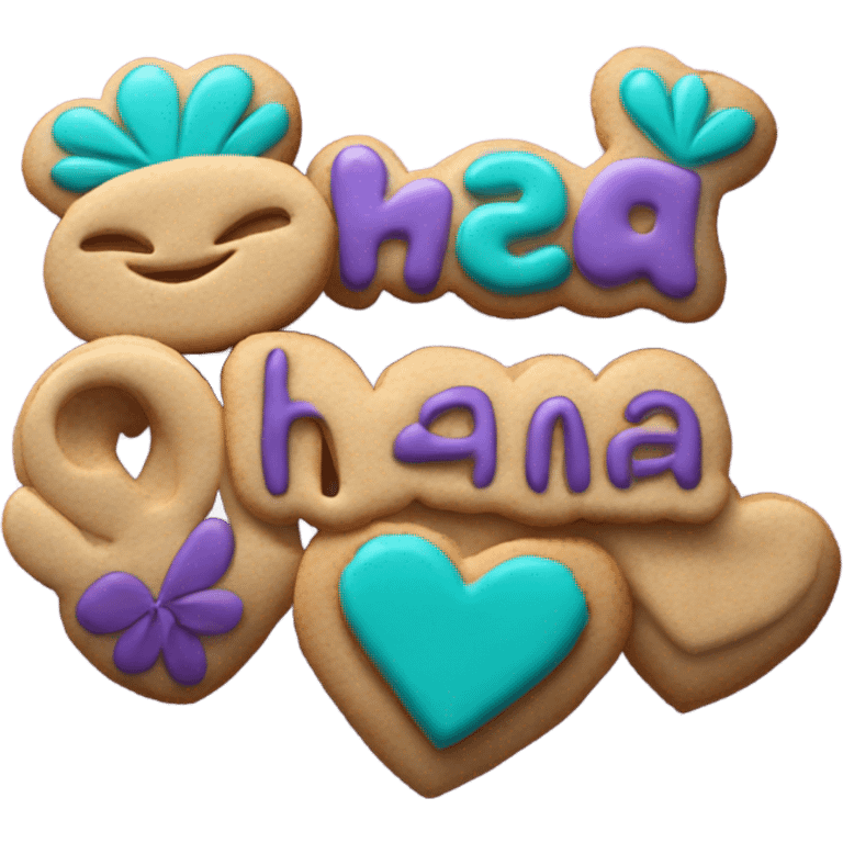 Teal purple Cookie heart with ohana emoji