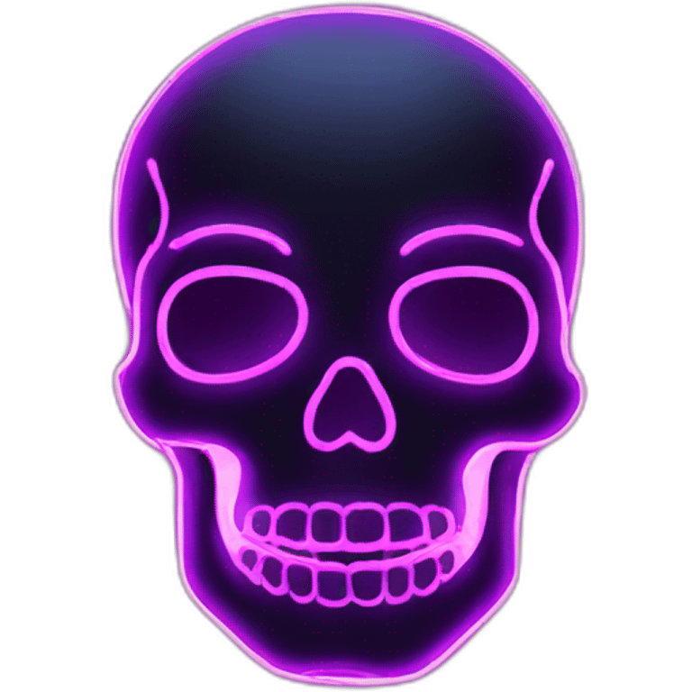 skull shape neon sign style emoji