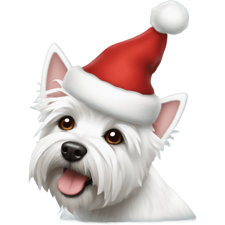 Westie wearing Christmas hat emoji