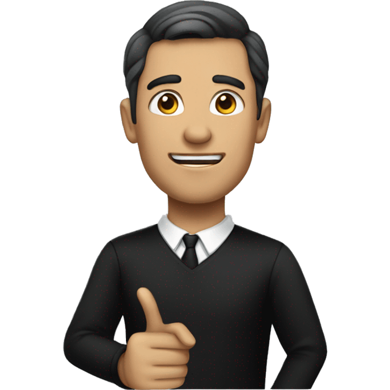 A man wearing black dress pointing his hand towards right  emoji