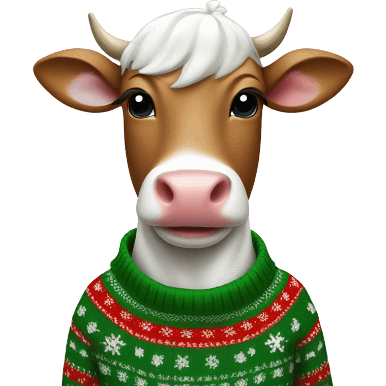 Cute Cow wearing Christmas Sweater  emoji