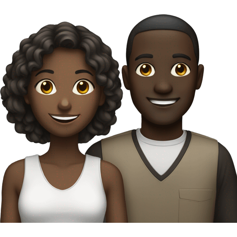 smiling girl with dark-skinned male emoji