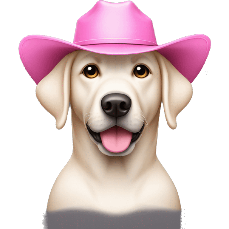 a white lab in a pink cowboy hat  emoji