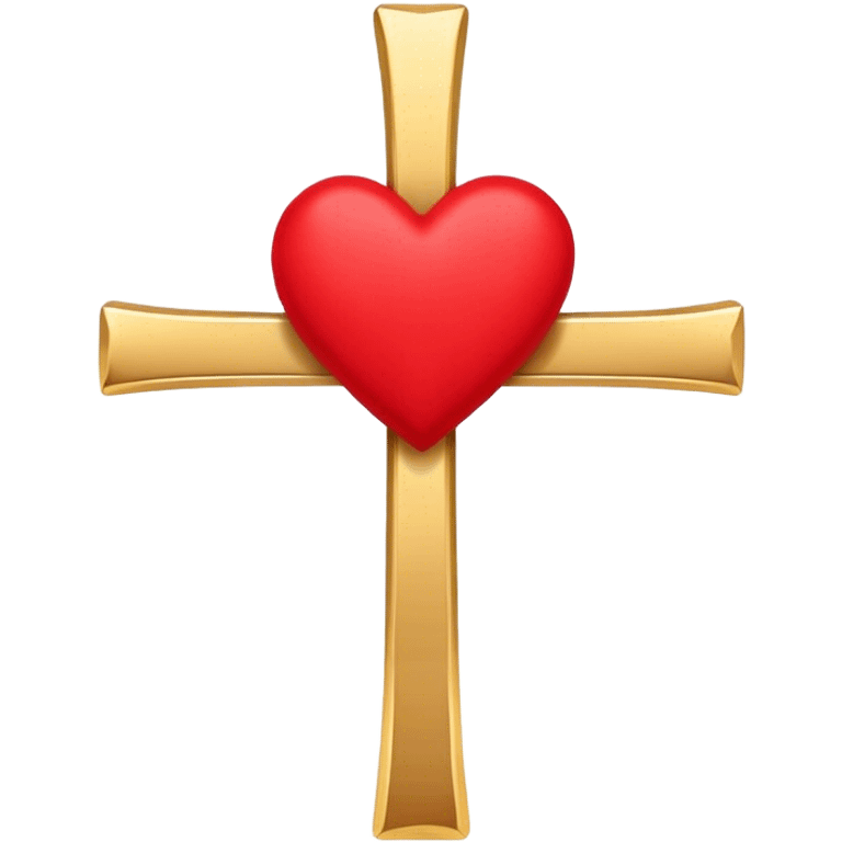 Two red  hearts around  a simple gold cross  emoji