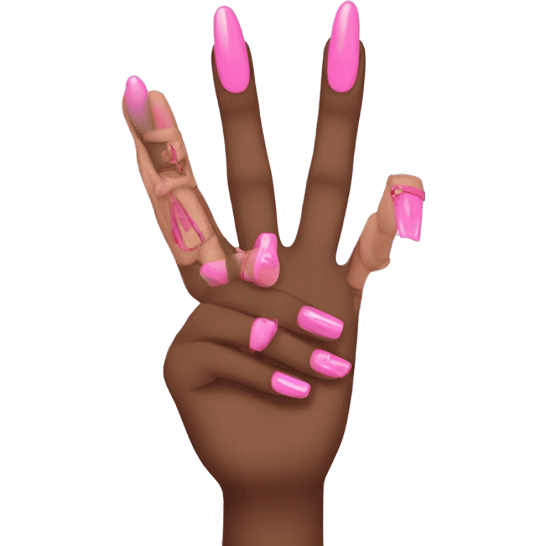 peace sign with pink nails  emoji