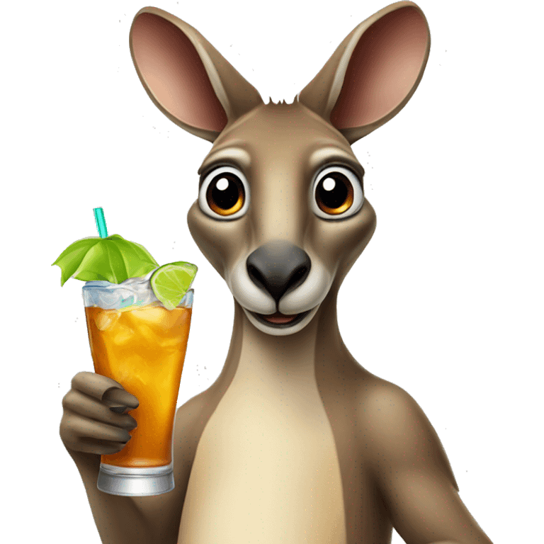 Kangaroo with a drink emoji