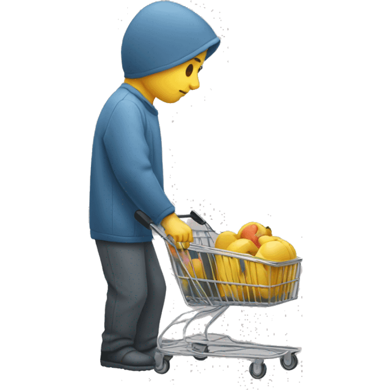 person looking sad, pushing an empty shopping cart emoji