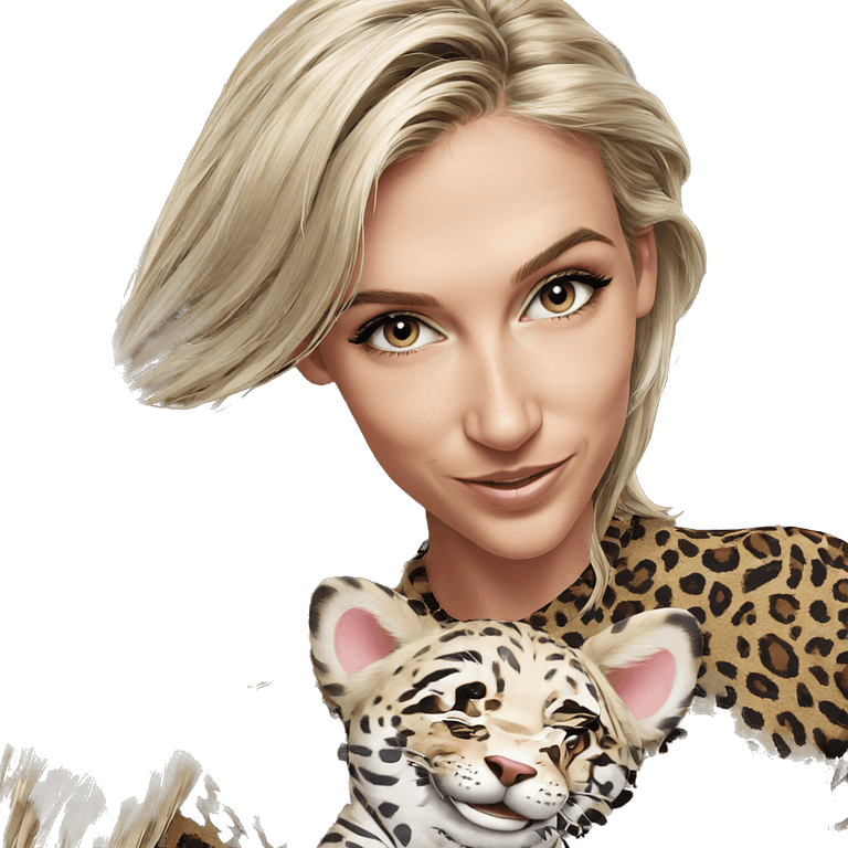 smiling girl with animal print emoji