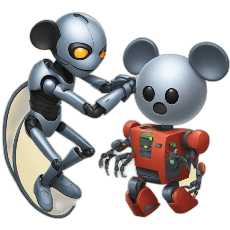 Mikey mouse fighting a robot mixed with a spider  emoji