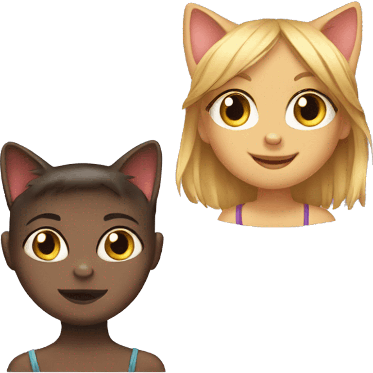 One cat and one girl emoji