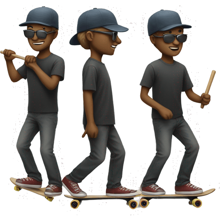 Blind man with a cane on a skateboard  emoji