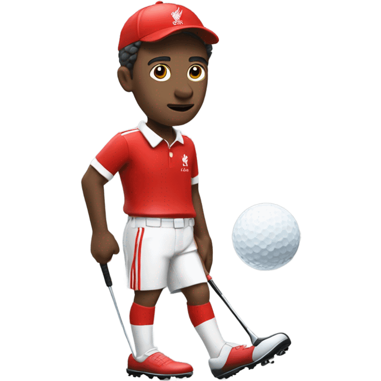 Tommy liverpool fc supporter with white skin plying great golf. white skin emoji