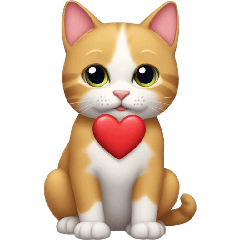 Gato tierno con un corazón  emoji