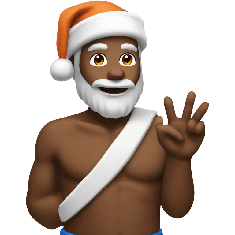 Islander brown Santa throwing up a Shaka sign emoji