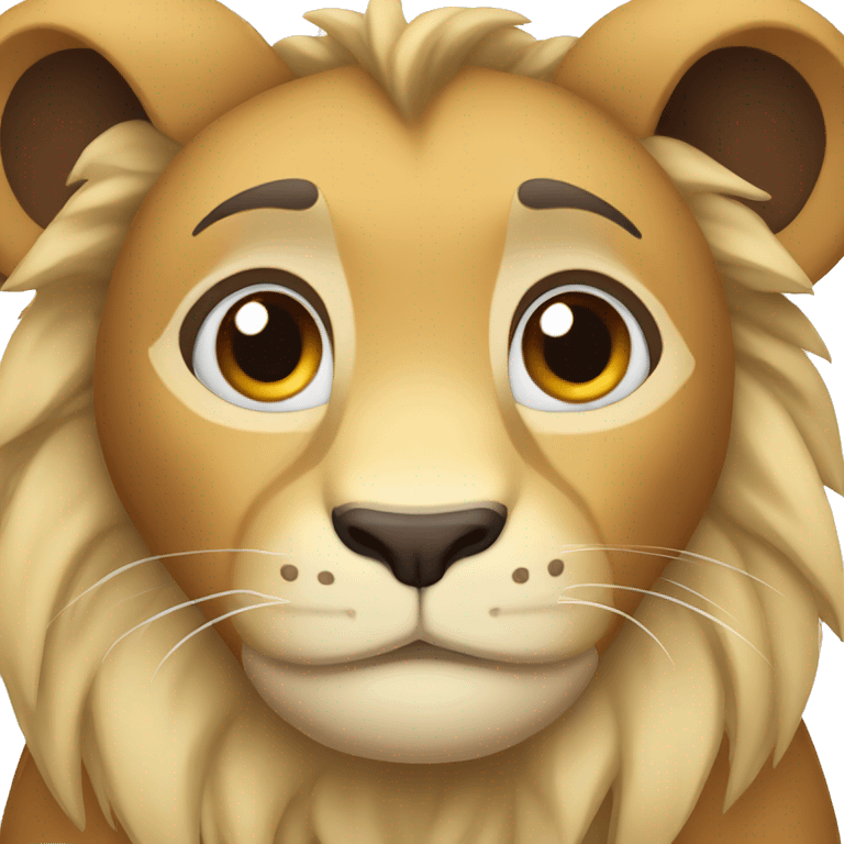 lion cub with dark brown eyes and little brown mane looking surprised emoji