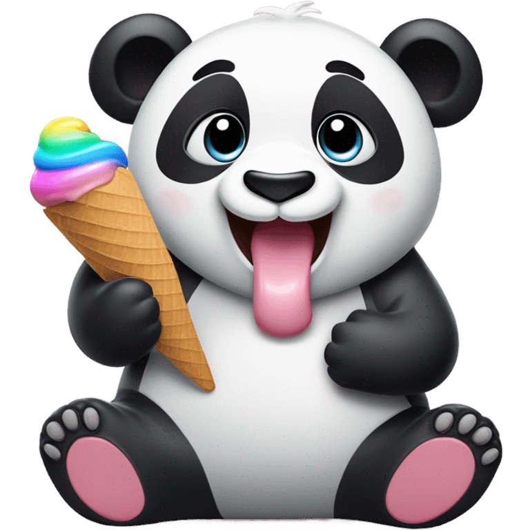 Panda eating ice cream emoji