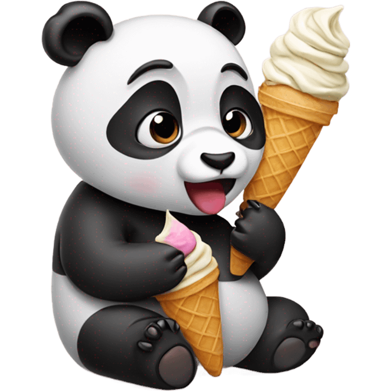 Panda eating ice cream emoji