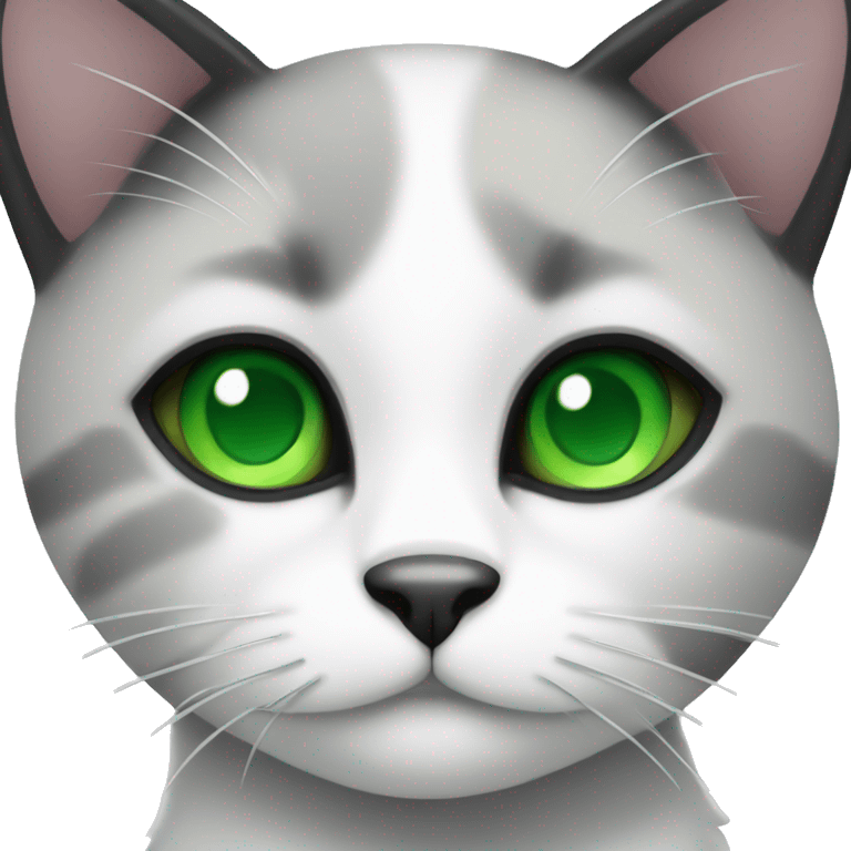 Black and white cat with green eyes Christmas  emoji