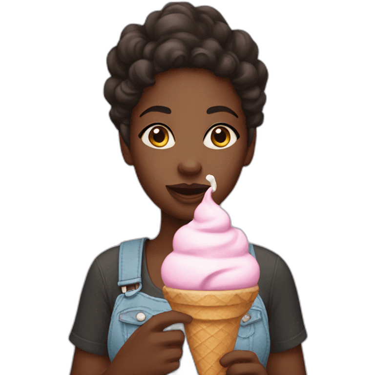 Black girl with ice cream emoji