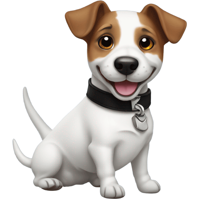 Happy Jack russell with a black collar emoji