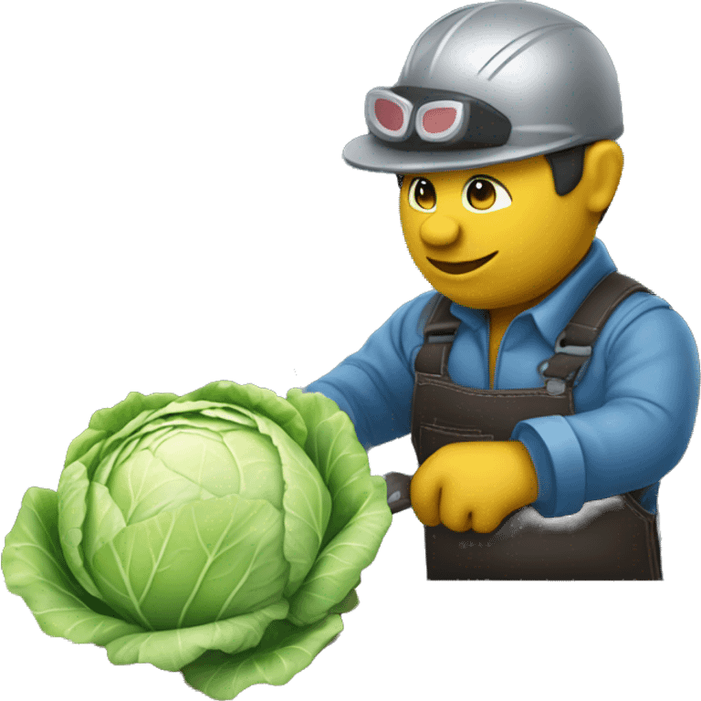 Welder doing the cabbage patch  emoji