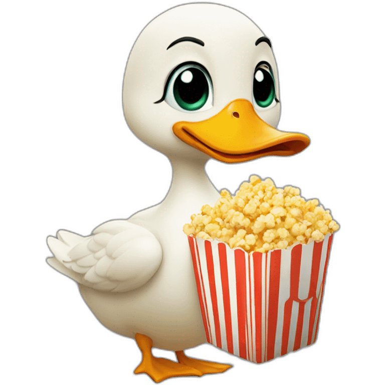 duck holding bag of popcorn emoji