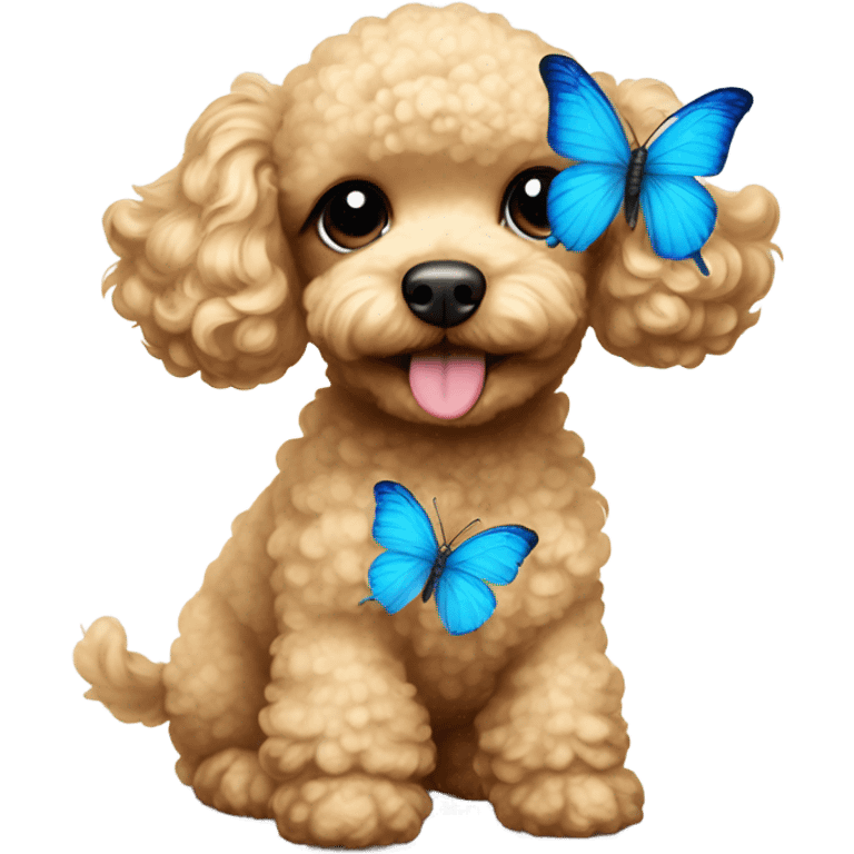 Blonde Toy poodle with blue butterfly  emoji