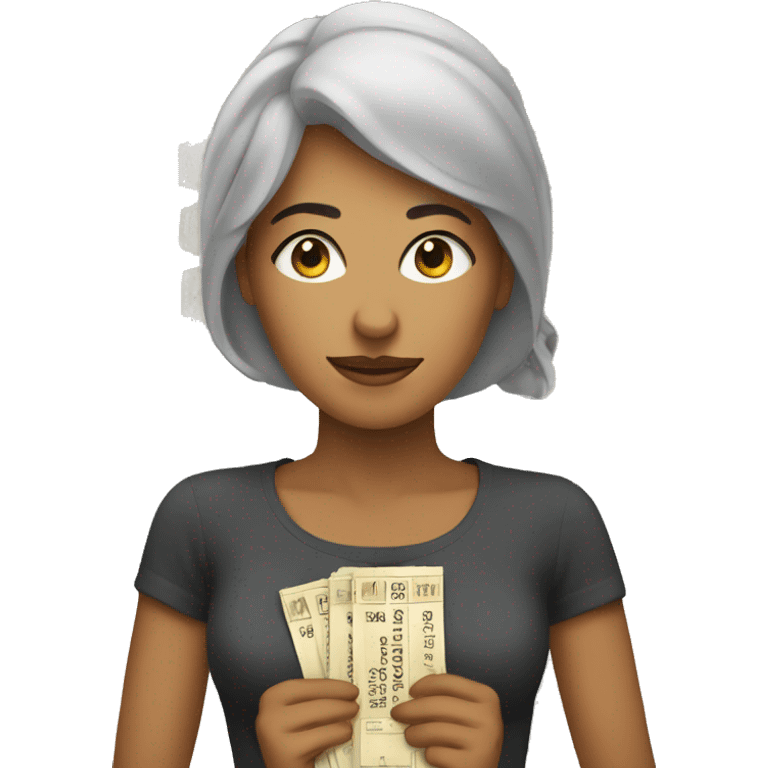 a woman with tickets emoji