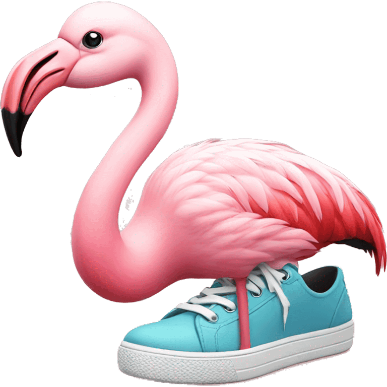 flamingo wearing shoes emoji