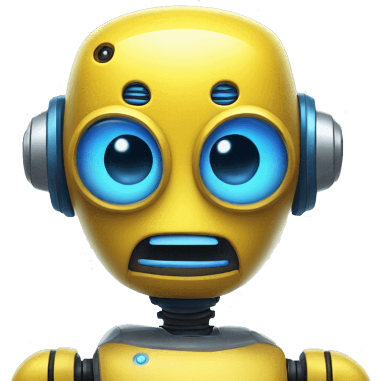 glowing blue eyed yellow robot emoji