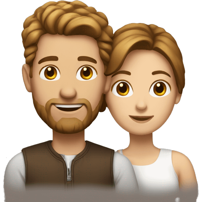 A white couple, Brown hair emoji