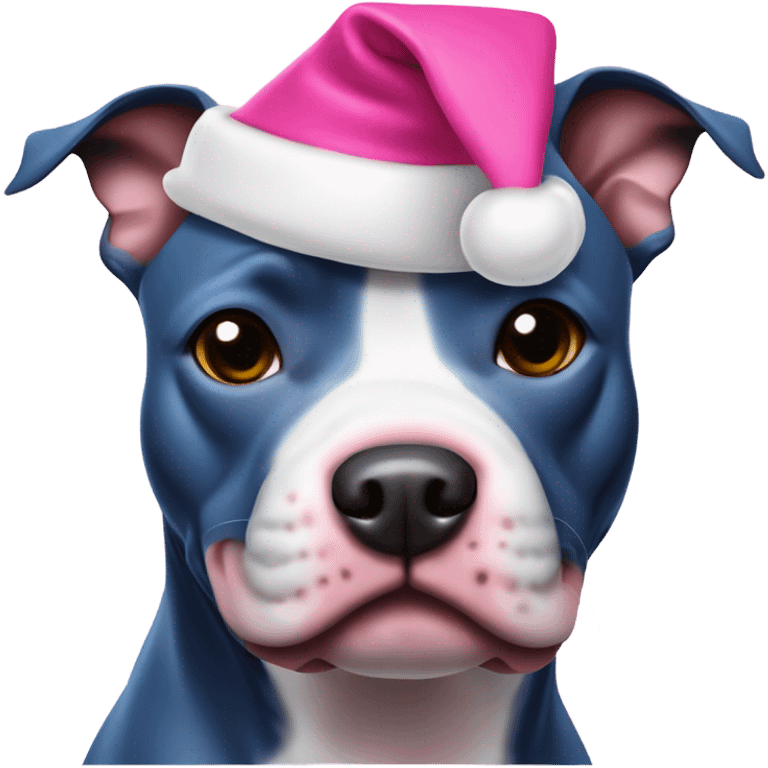 blue staffy w pink christmas hat emoji