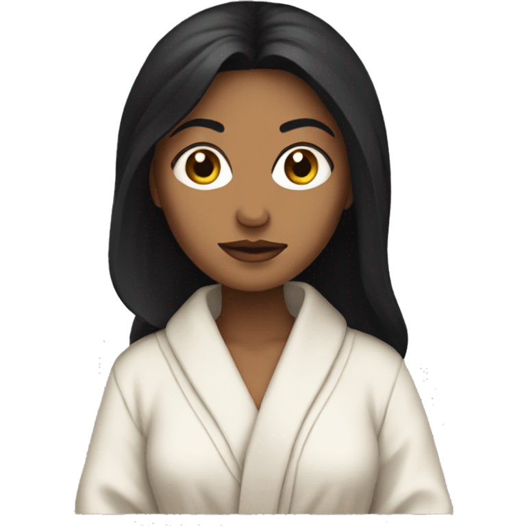 Woman with black hair in a robe mad  emoji