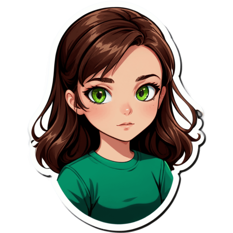 girl with brown hair and green eyes, pretty emoji