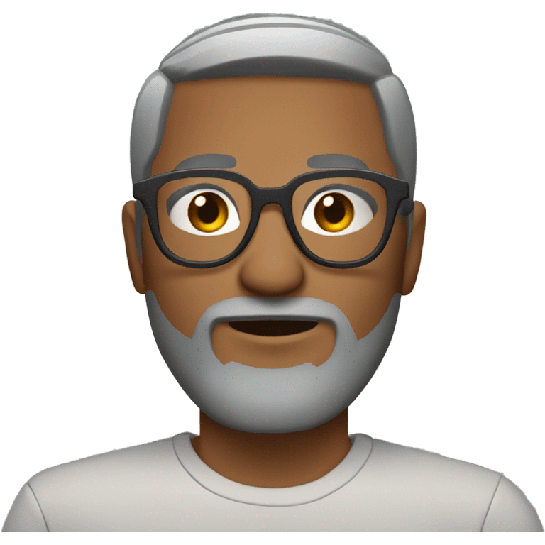 Light brown skin with short crop gray hair and beard round frame glasses emoji