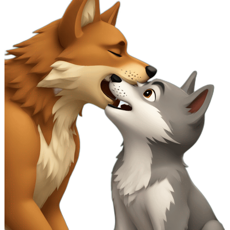 wolf kisses squirrel emoji