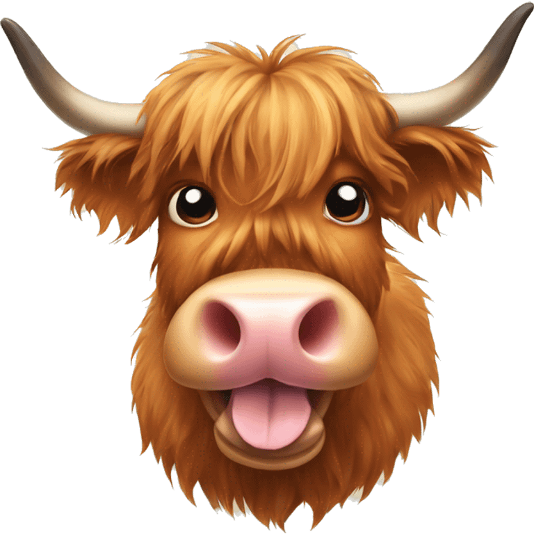 scottish highland cow showing tongue emoji