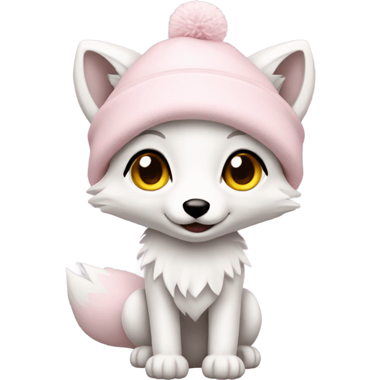 christmas arctic fox pale pink hat full body emoji