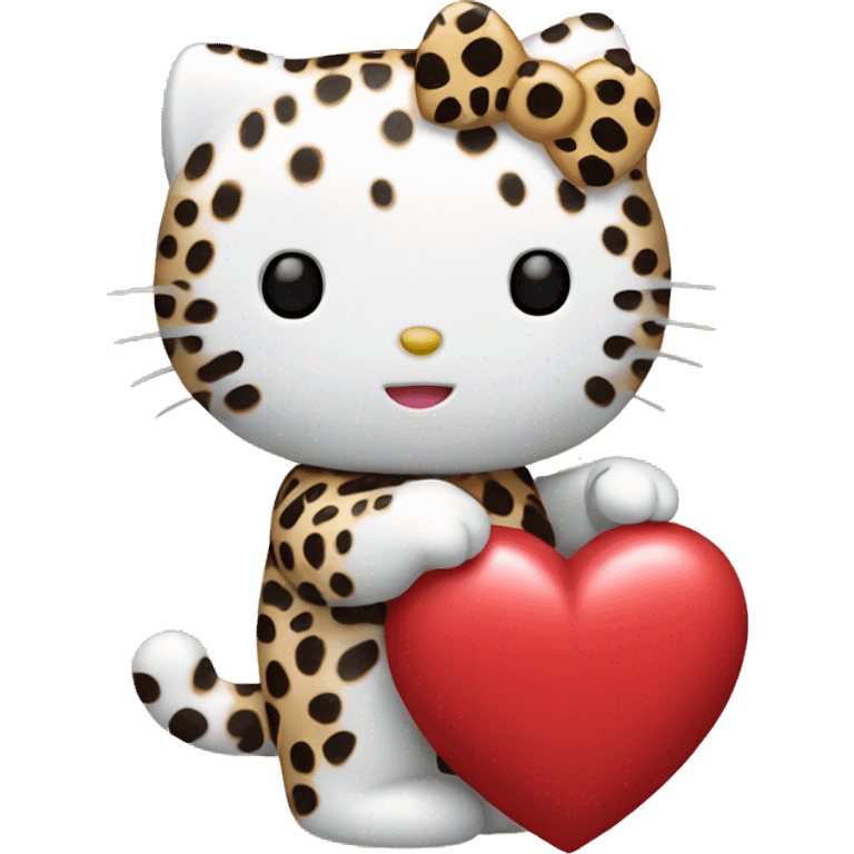 Hello kitty holding a cheetah heart emoji