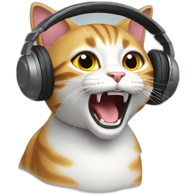 The cat is yelling in headphones emoji