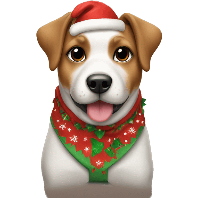 a cute dog wearing a festive christmas shirt emoji