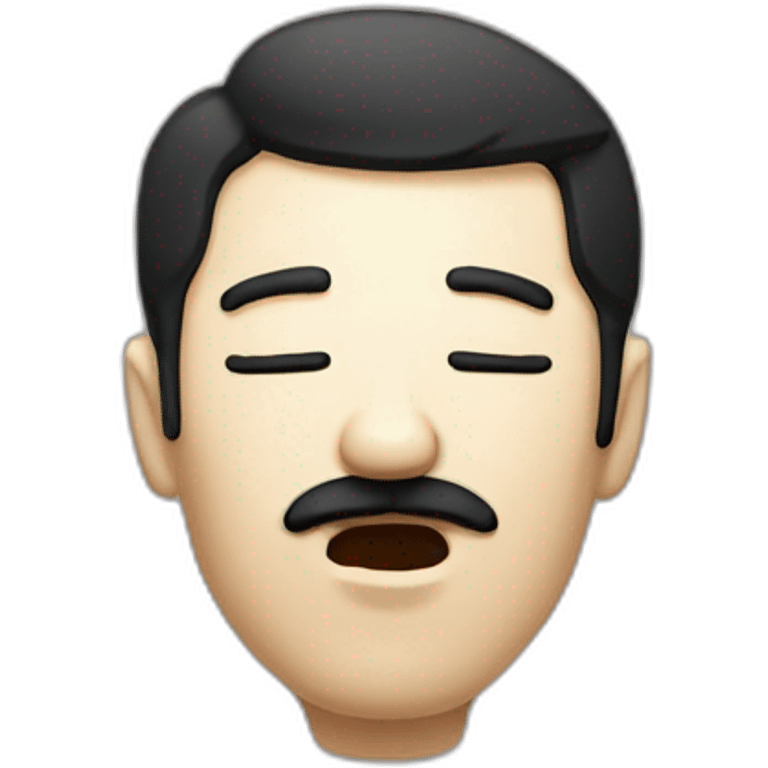 Man with dark hair and moustache singing with his eyes closed and mouth opened  emoji