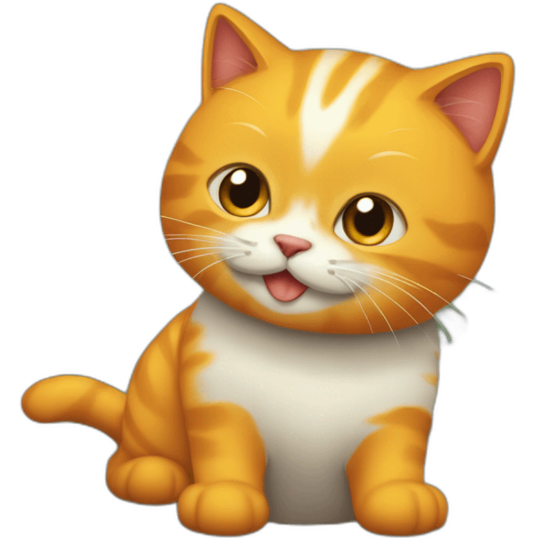 gato naranja con mancha amarilla en su hocico emoji