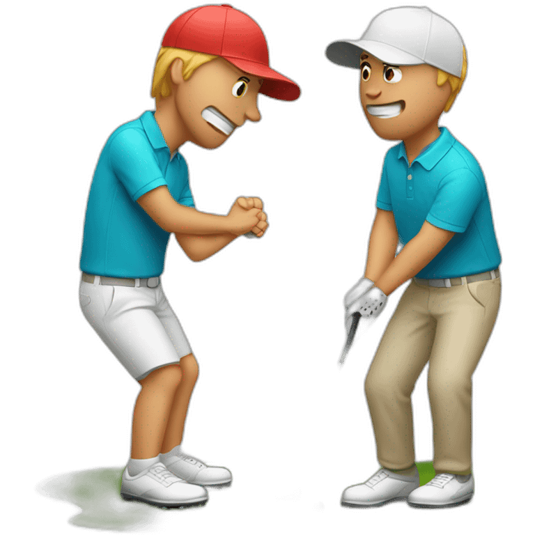 Golf player bitting his friend instead of the ball emoji