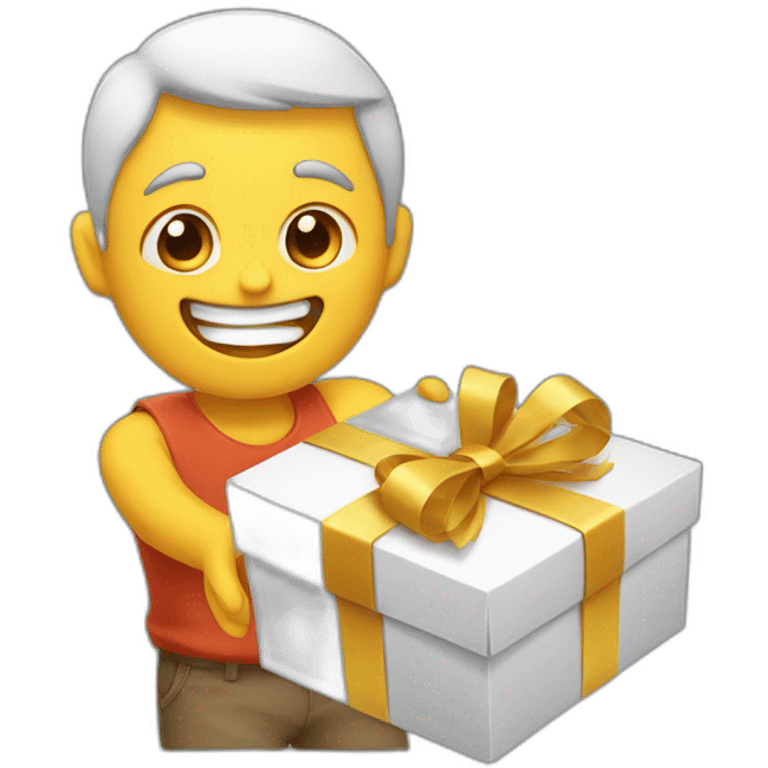 happy guy receiving a gift emoji