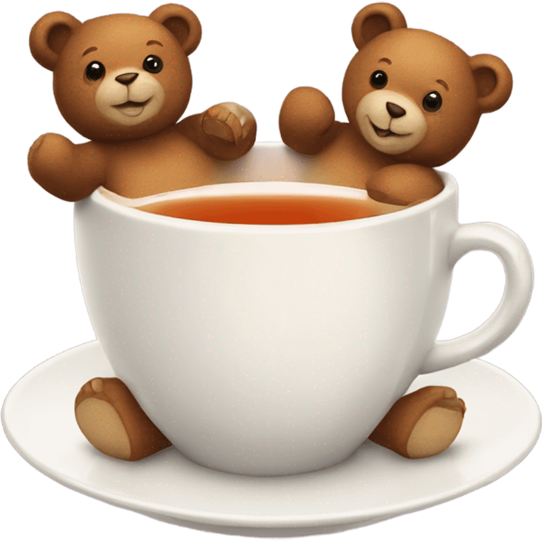 Cup of tea with teddy bears  emoji