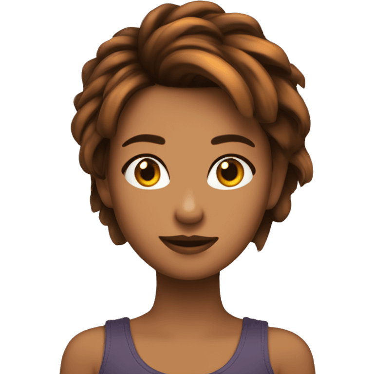 Chica con el pelo  cobrizo y corto con pecas y ojos marrones emoji