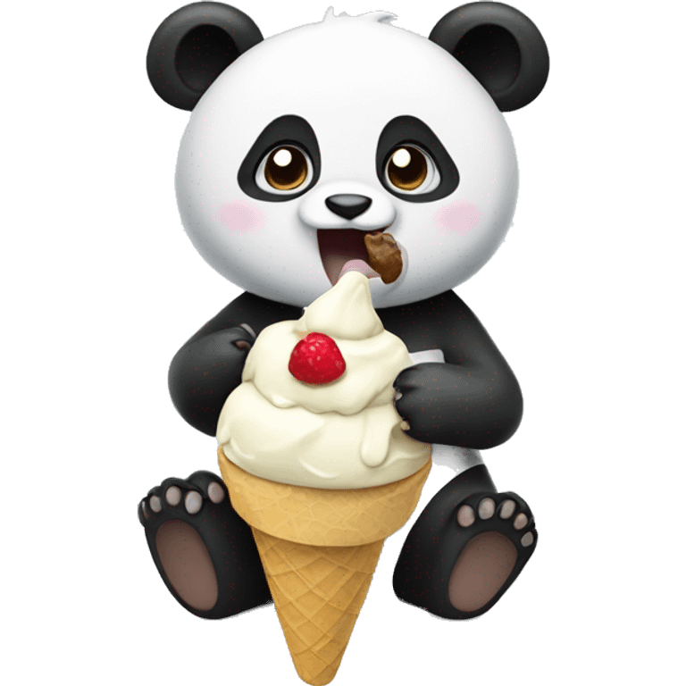 Panda eating ice cream emoji